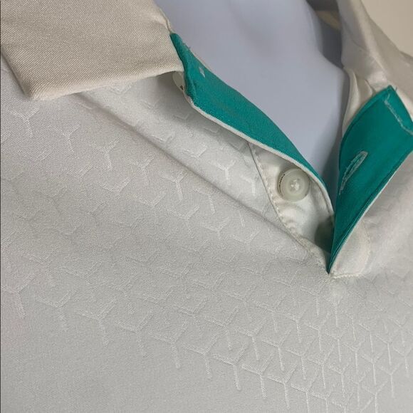 Nike GOLF TOUR PERFORMANCE, Men's White and Teal Polo Shirt, large - Picture 3 of 14